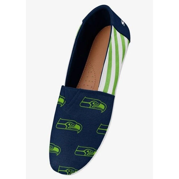 FOCO NFL Football Women's‎ Seattle Seahawks Canvas Slip On Shoe New with Tags - Picture 1 of 5